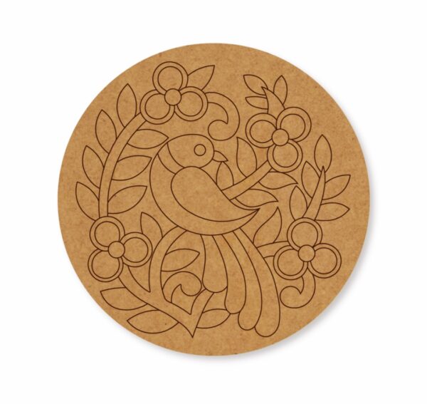 Madhubani peacock premarked Round design 2