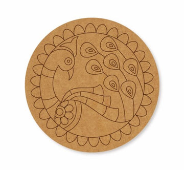 Madhubani peacock premarked Round design 3