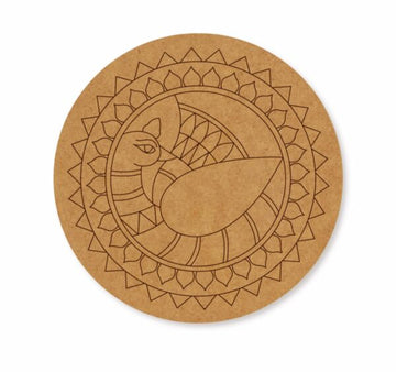 Madhubani peacock premarked Round design 6