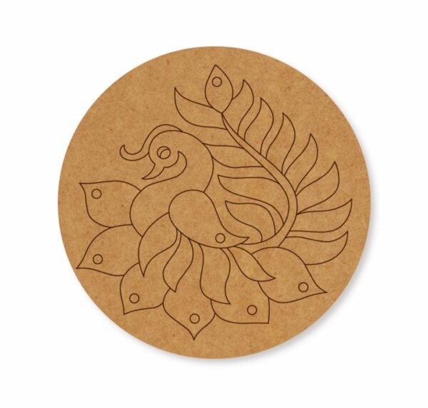 Madhubani peacock premarked Round design 7