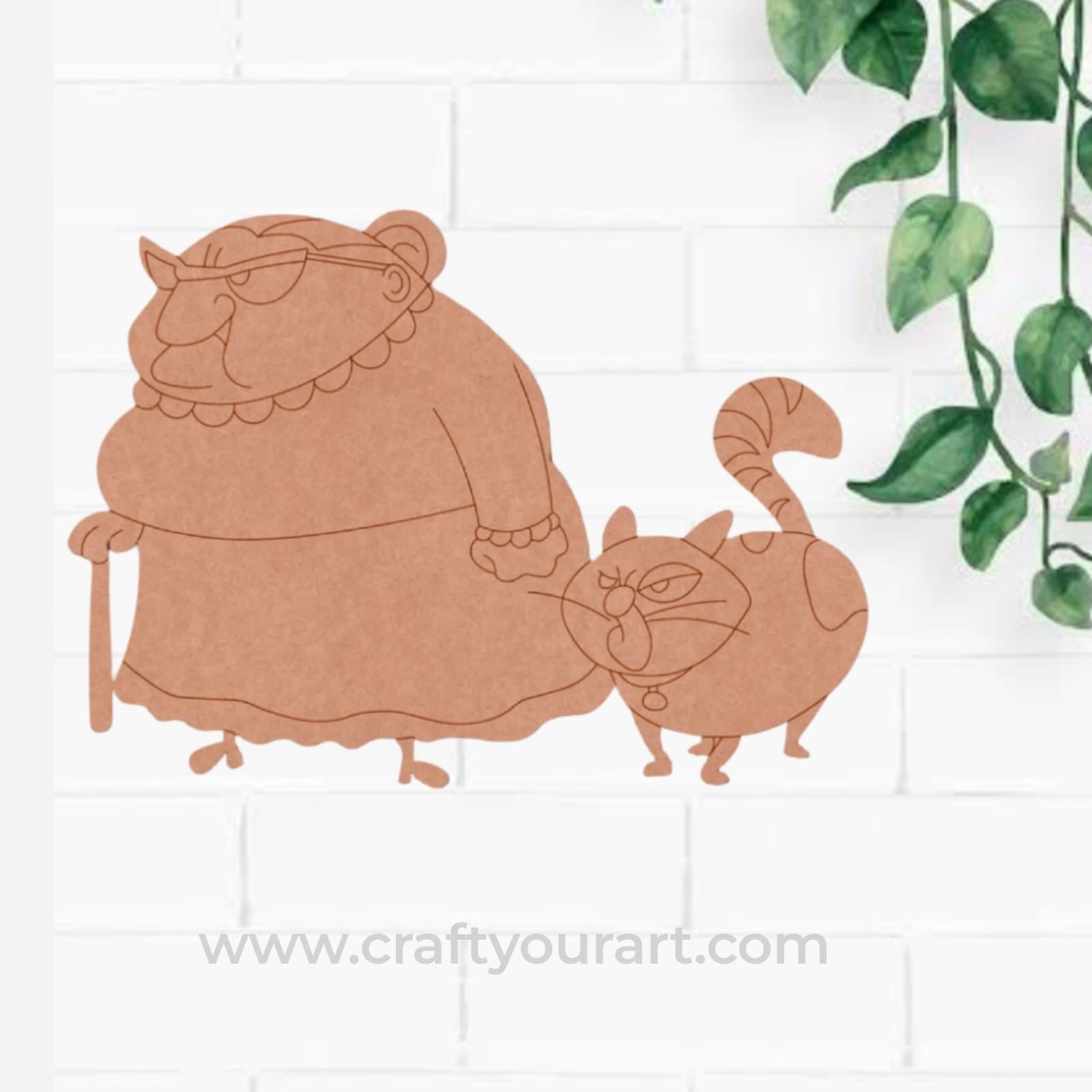 Mr. Bean Old Lady With Cat Pre Marked MDF Design 1