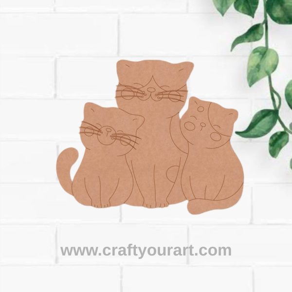 Multiple Cats Pre Marked MDF Design 1