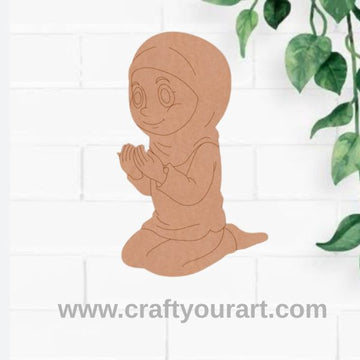 Muslim Girl Praying Pre Marked MDF Design 2