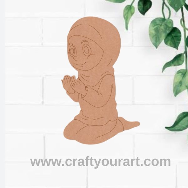 Muslim Girl Praying Pre Marked MDF Design 2