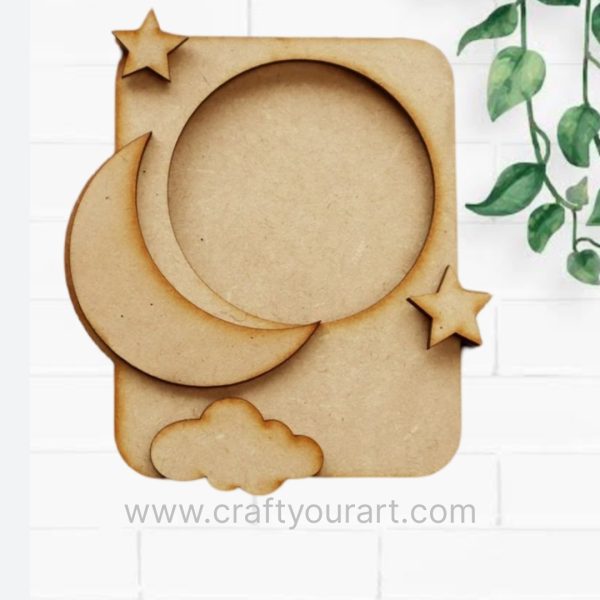 Night Star Moon Mini MDF Photo Frame