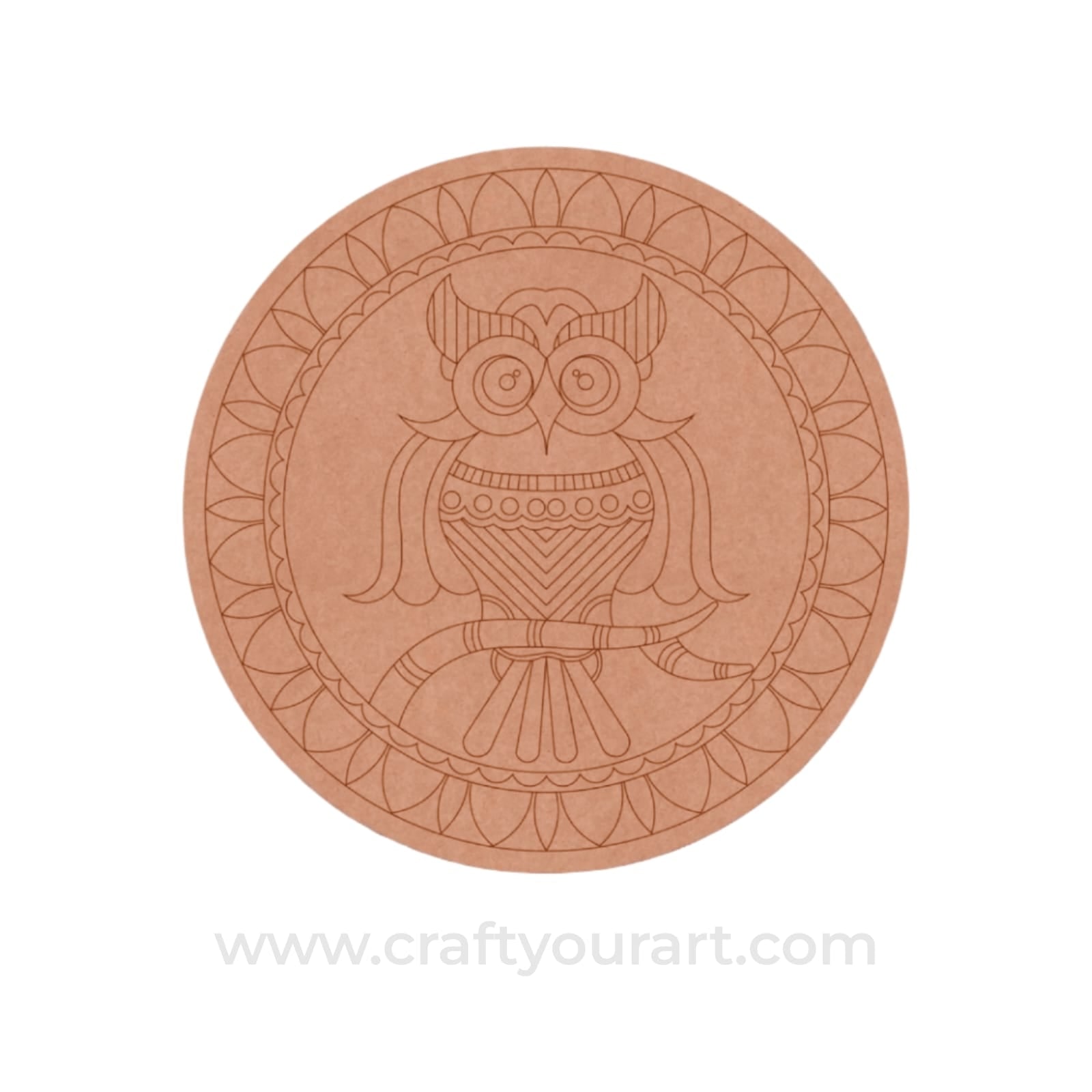 Owl Mandala Pre Marked Round MDF Design 1