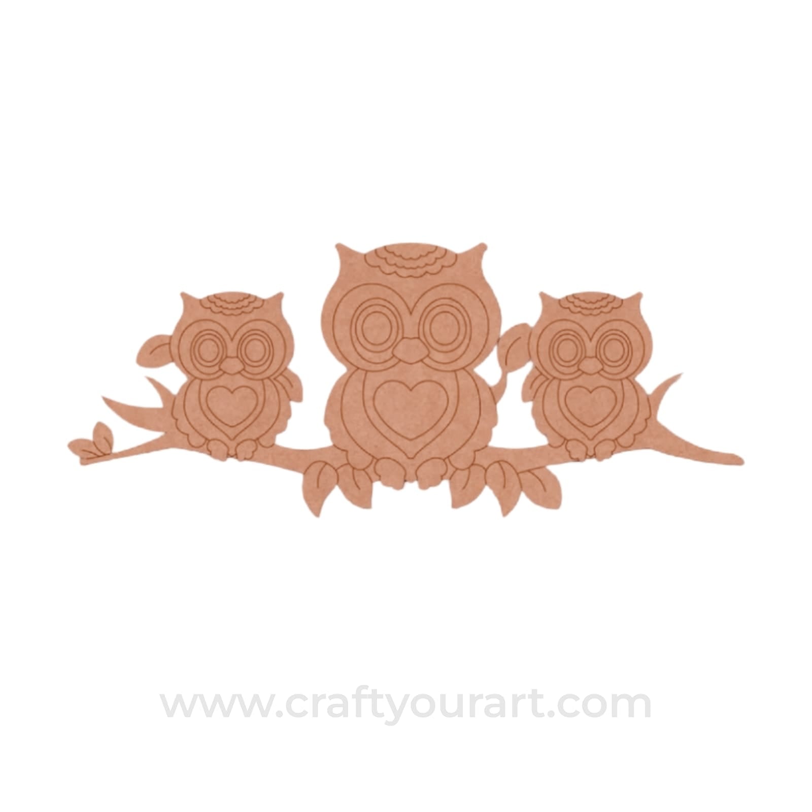 Owls On Branch Pre Marked MDF Design 1