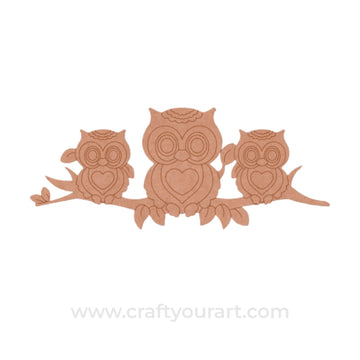 Owls On Branch Pre Marked MDF Design 1
