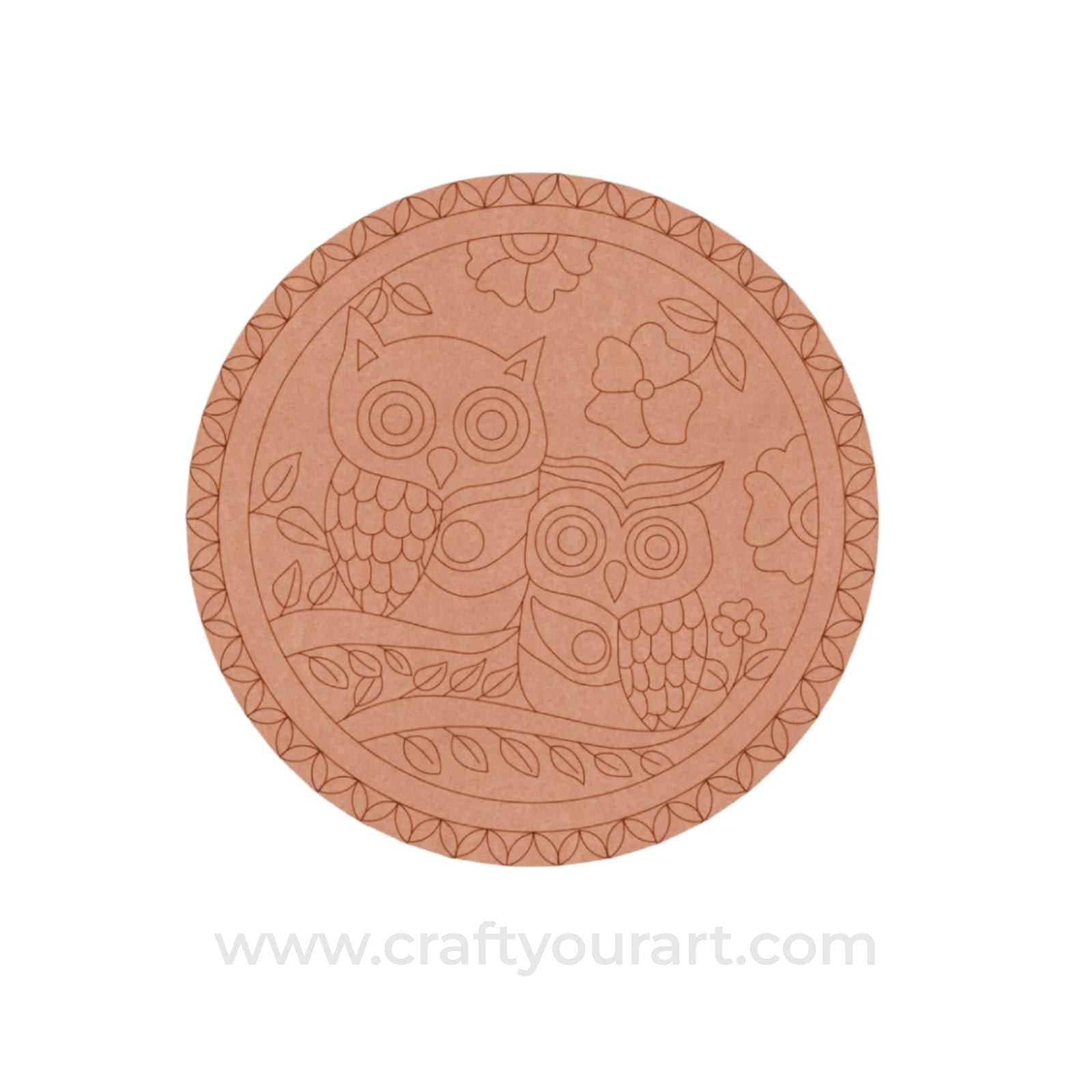 Owls Pre Marked Round MDF Design 1