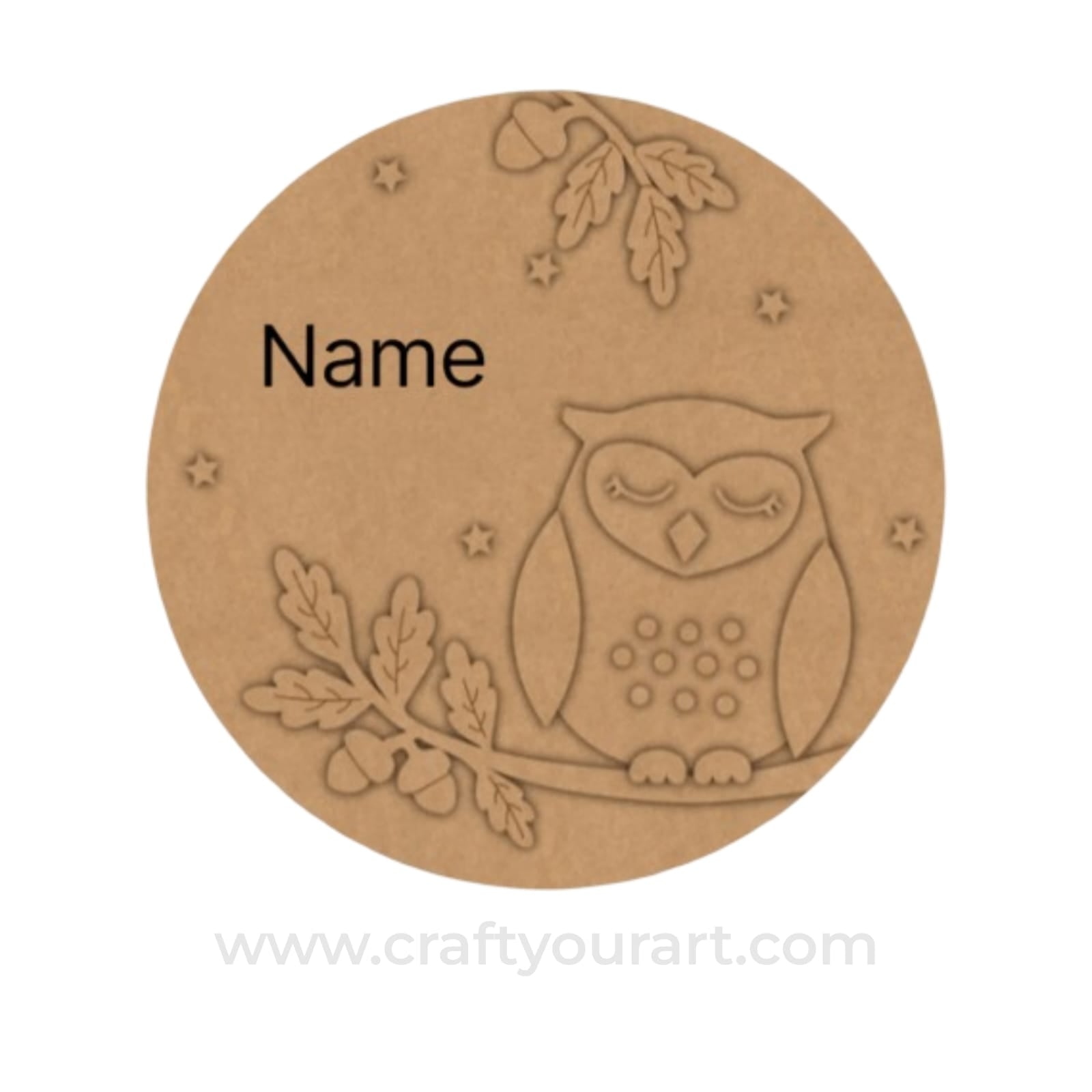 Owls Round Nameplate MDF Design 1