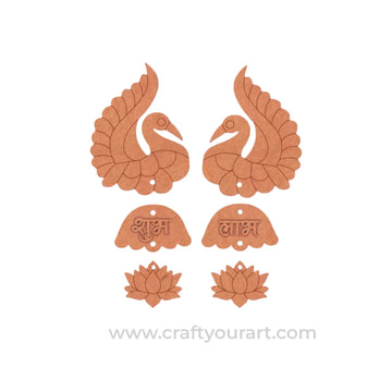 Peacock Lotus Shubh Labh Pre Marked Base MDF Design 85