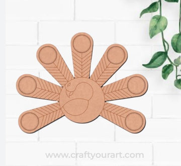 Peacock Multiple Diya Tealight Holder Pre Marked Base MDF Design 1