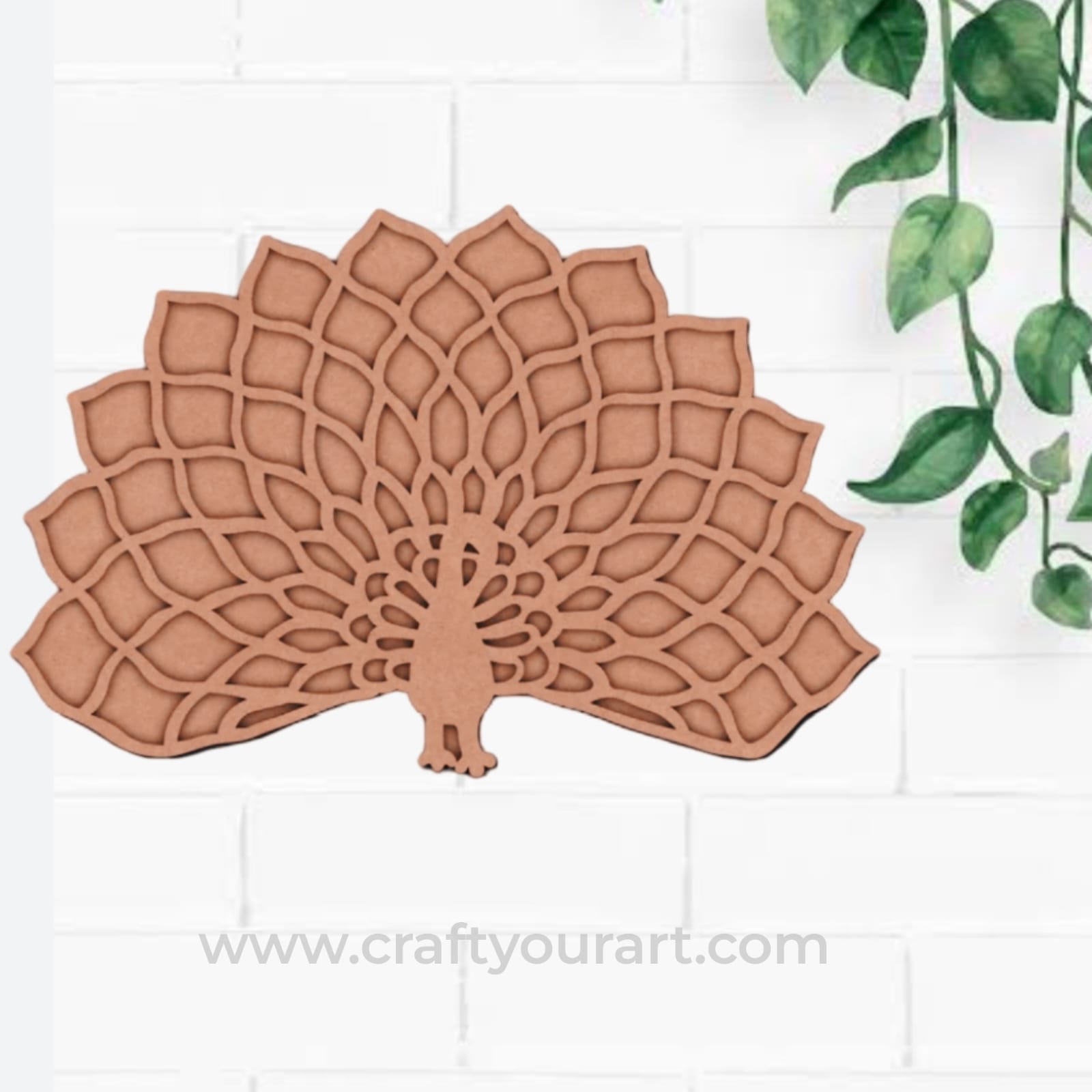 Peacock Reusable Rangoli Base MDF Design 1