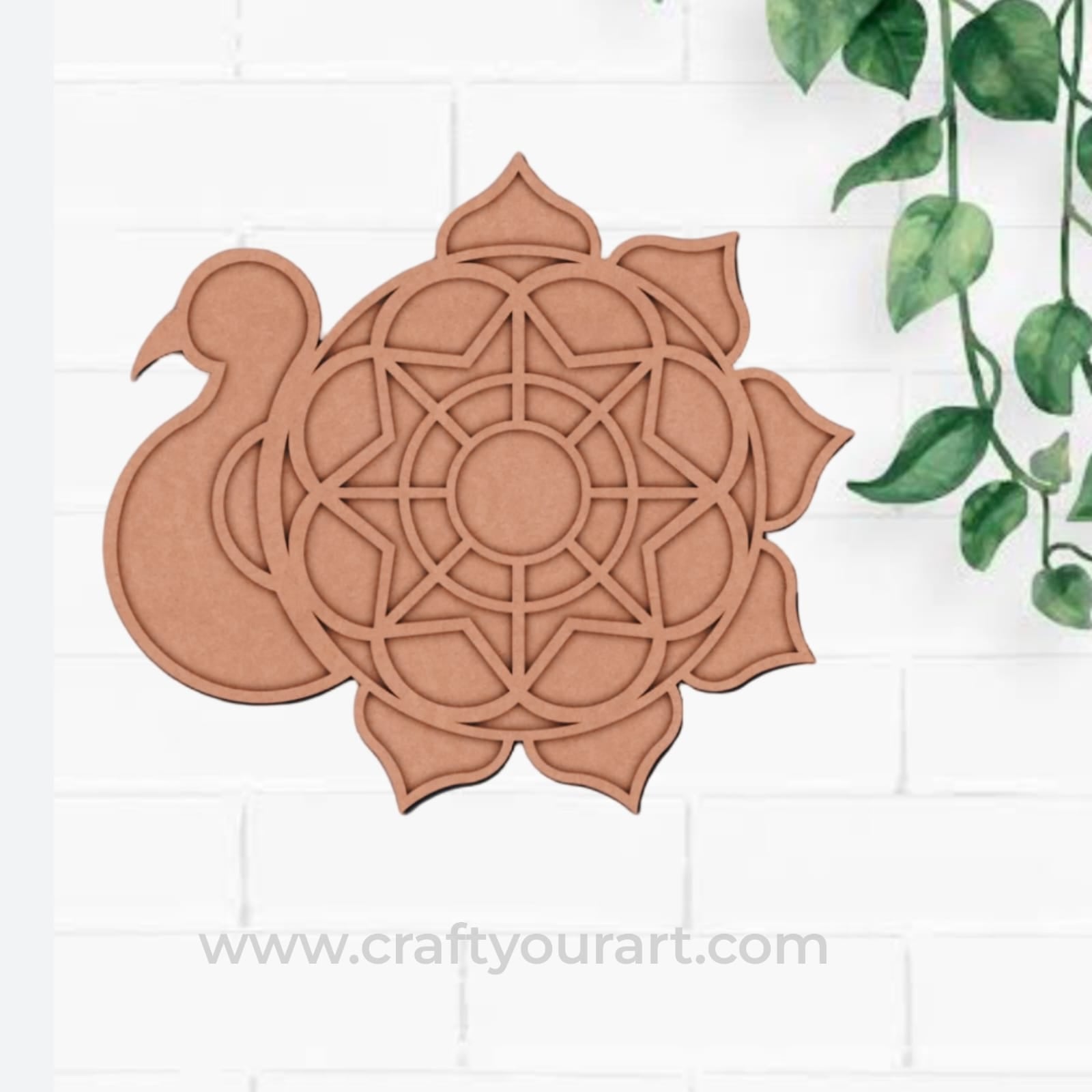 Peacock Reusable Rangoli Base MDF Design 2