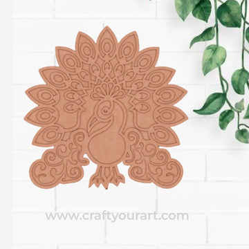 Peacock Reusable Rangoli Base MDF Design 3