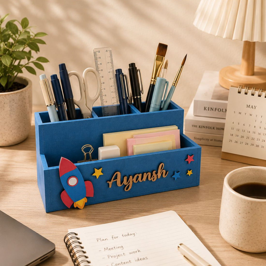 Pen stand With Customized Name And Embellishment MDF Design 1