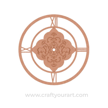 Pichwai Cow Lotus Clock Pre Marked MDF Design 1