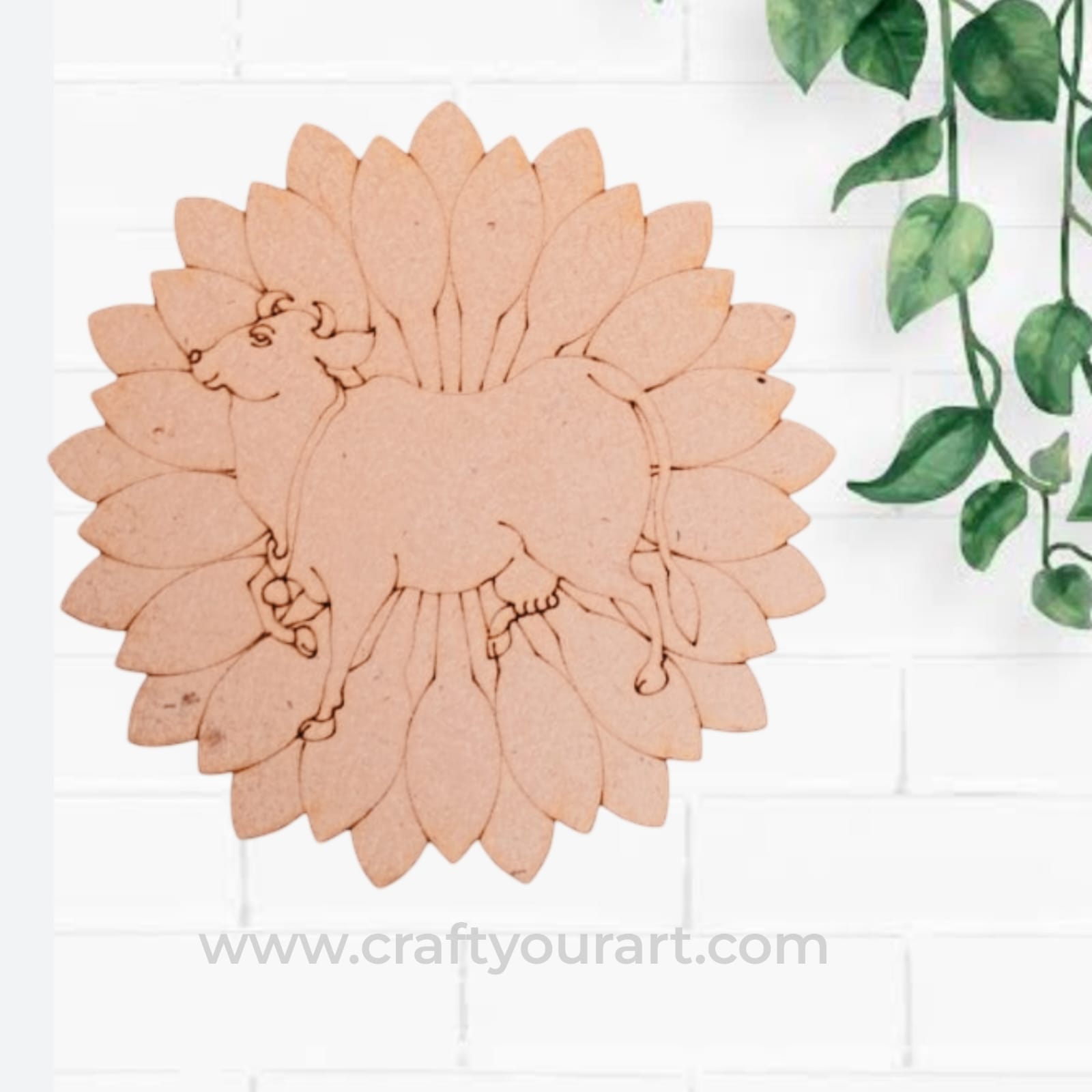 Pichwai Cow Pre Marked Round Mdf Design 2