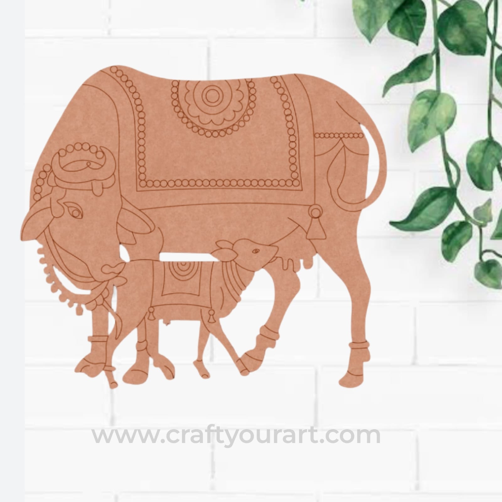 Pichwai Cow With Calf Pre Marked MDF Design 5