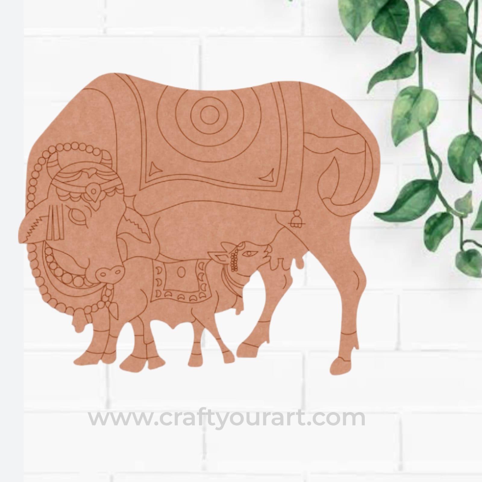 Pichwai Cow With Calf Pre Marked MDF Design 7