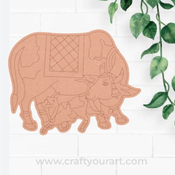 Pichwai Cow With Calf Pre Marked MDF Design 2