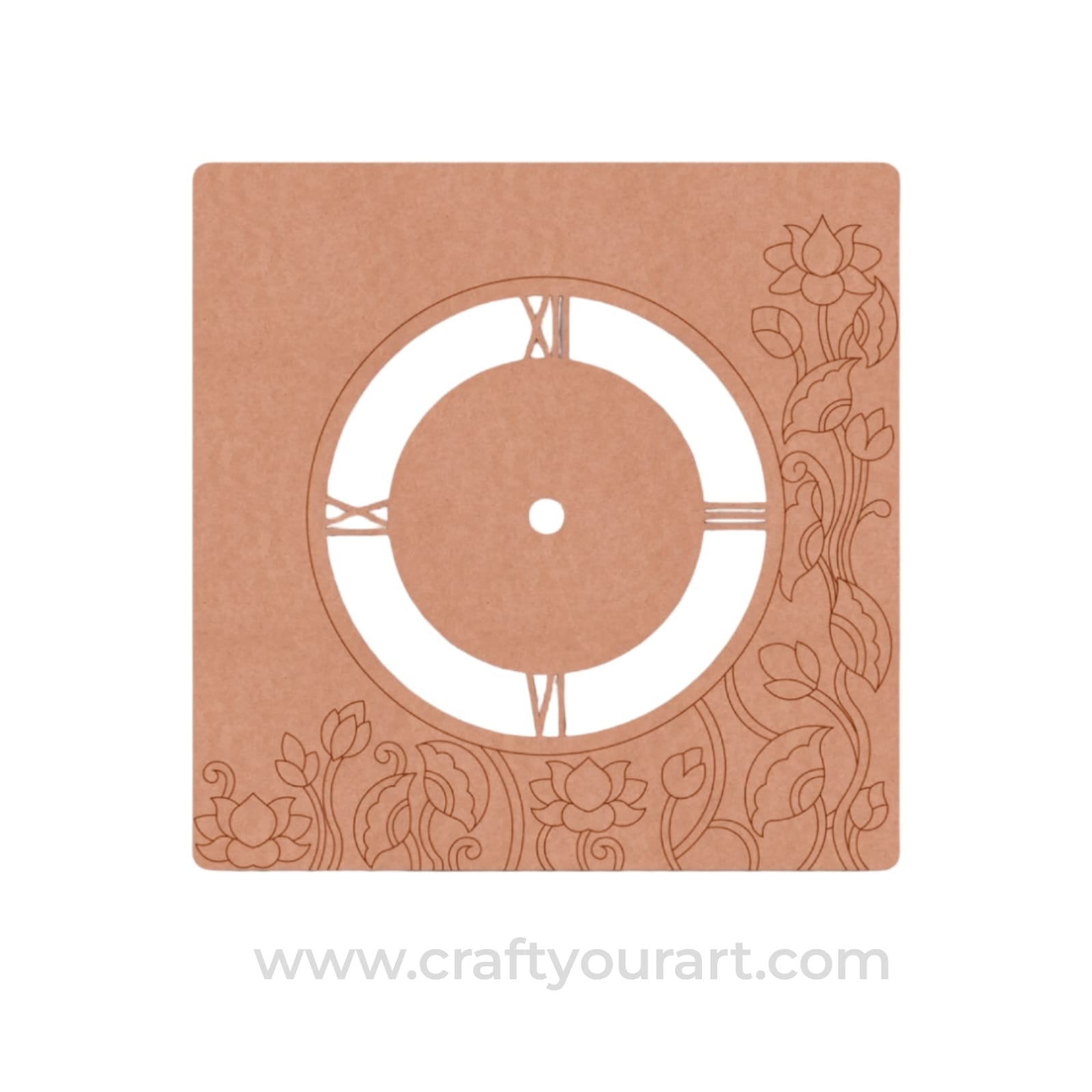 Pichwai Lotus Clock Pre Marked MDF Design 1