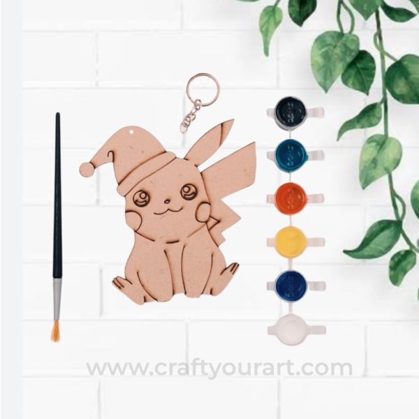Pikachu Keychain  Pre Marked MDF DIY Kit Design 5