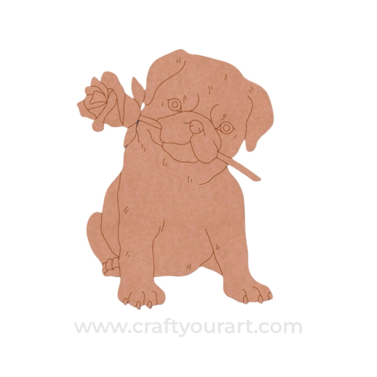 Pug Dog With Rose Pre Marked MDF Design 1