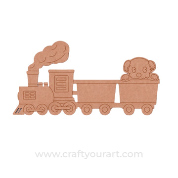 Puppy In Train Pre Marked MDF Design 1