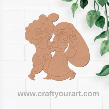 Radha Krishna Playing Holi Pre Marked MDF Design 44