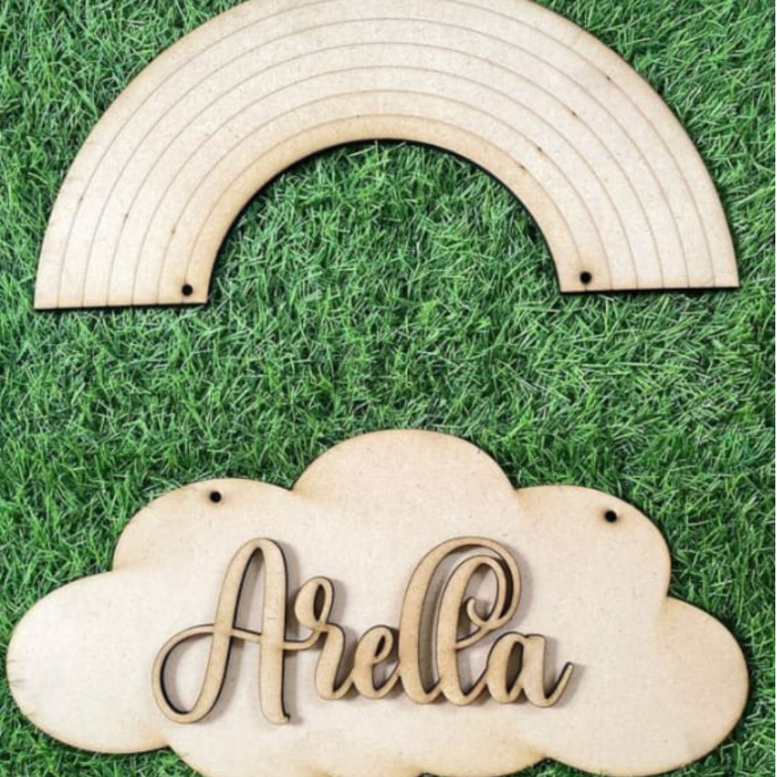 Rainbow Cloud MDF Nameplate Design 1