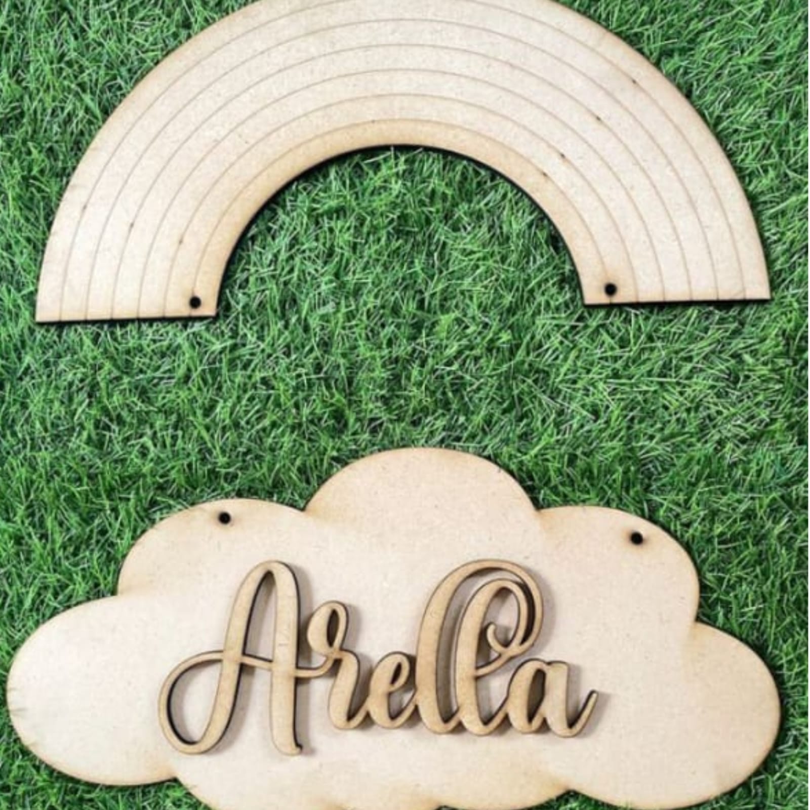 Rainbow Cloud MDF Nameplate Design 1