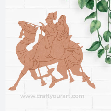 Rajasthani Couple On Camel Pre Marked MDF Design 1