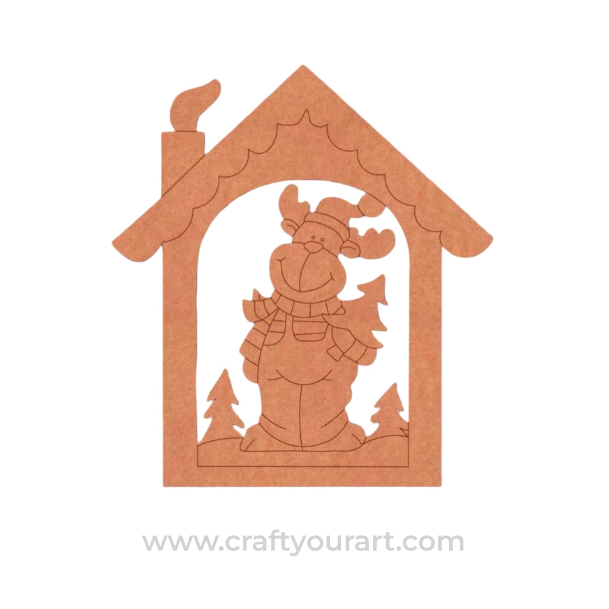 Reindeer In House Christmas Pre Marked MDF Design 1