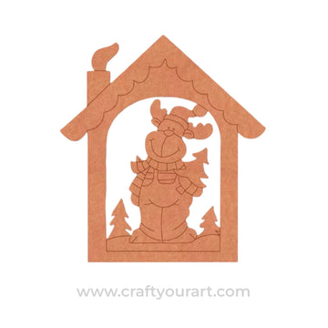Reindeer In House Christmas Pre Marked MDF Design 1
