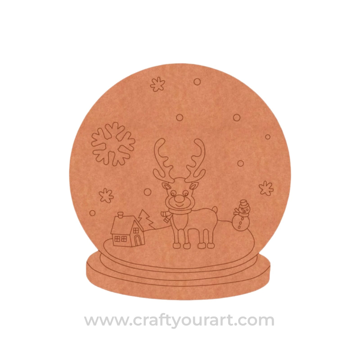 Reindeer Snow Globe Christmas Pre Marked MDF Design 1