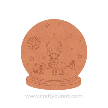 Reindeer Snow Globe Christmas Pre Marked MDF Design 1