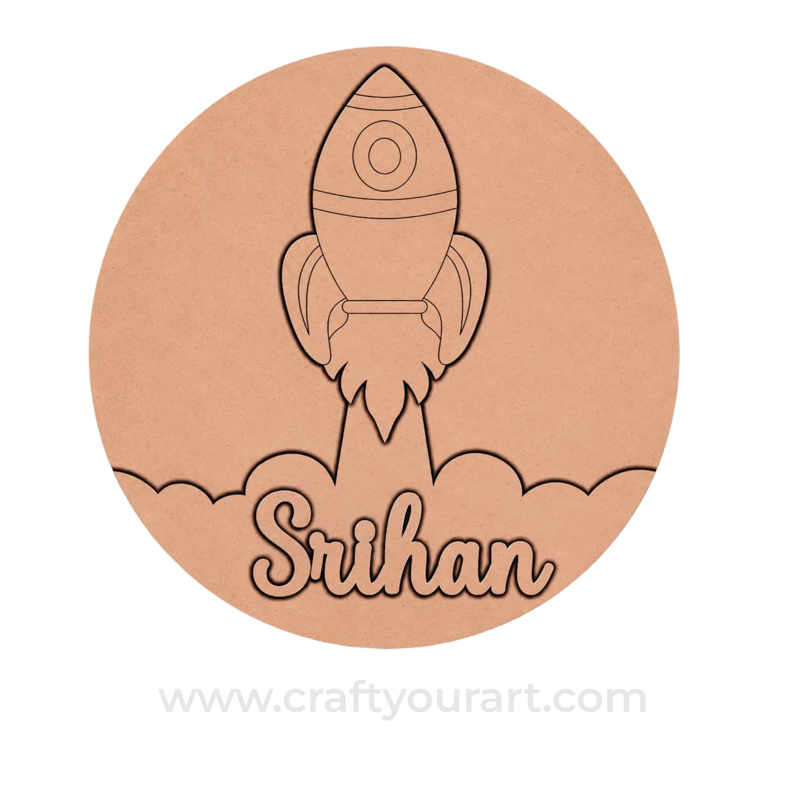 Rocket Space Theme Nameplate MDF Design 1