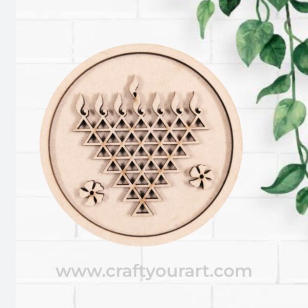 Round Saraswati Yantra Frame MDF Design 22