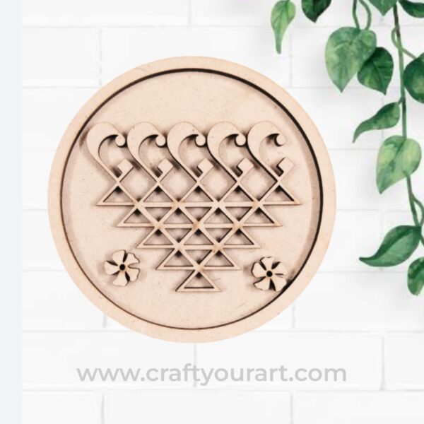 Round Saraswati Yantra Frame MDF Design 17