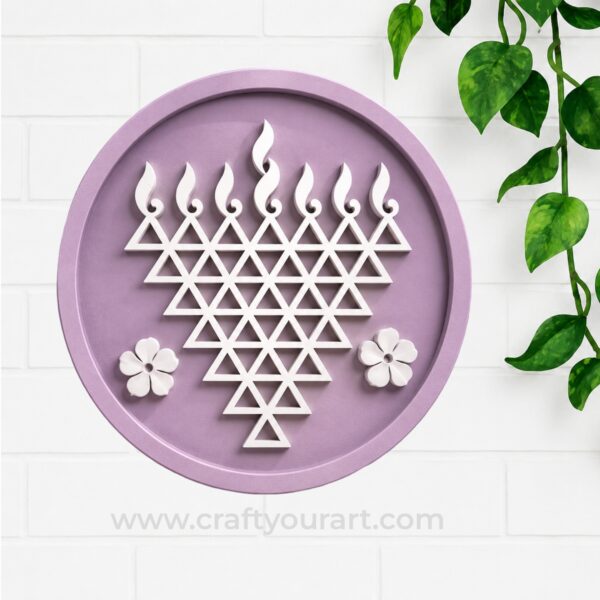 Round Saraswati Yantra Frame MDF Design 22