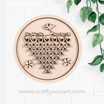 Round Saraswati Yantra Frame MDF Design 20