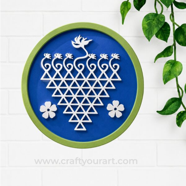 Round Saraswati Yantra Frame MDF Design 20