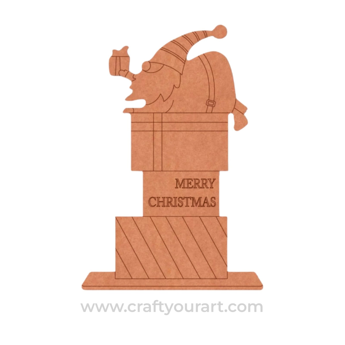 Santa Claus On Gifts Christmas Pre Marked MDF Design 1