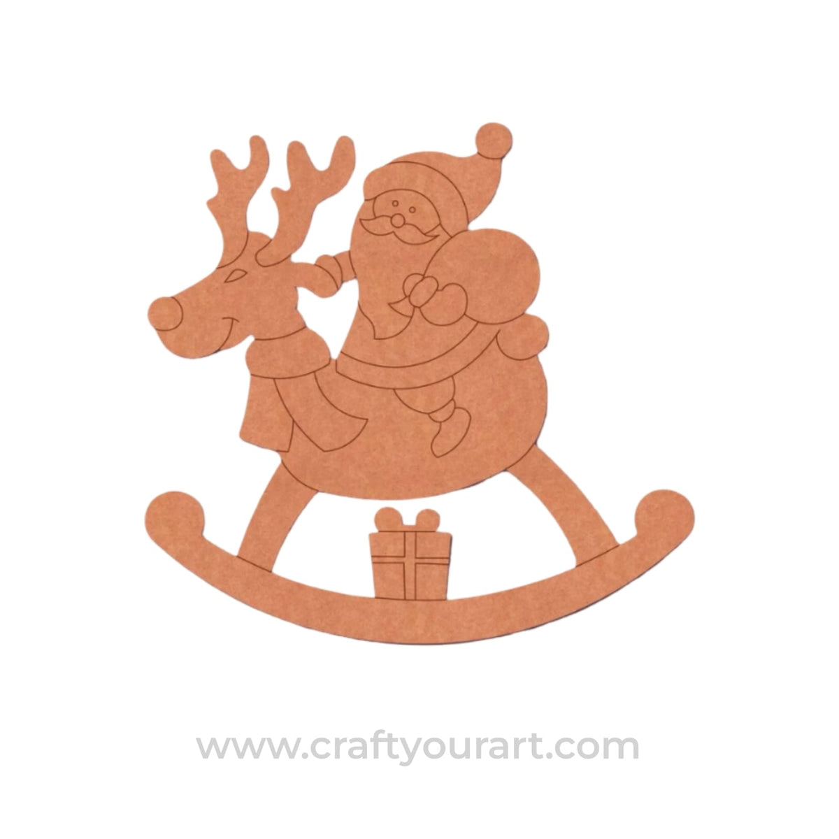 Santa Claus On Reindeer Christmas Pre Marked MDF Design 1