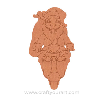 Santa Claus On Scooter Christmas Pre Marked MDF Design 1