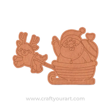 Santa Claus With Reindeer Christmas Pre Marked MDF Design 1