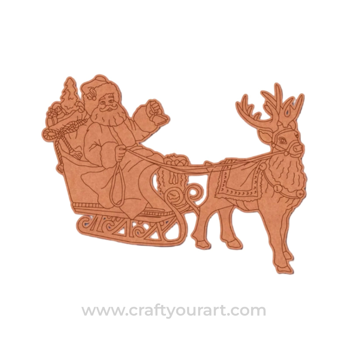 Santa Claus With Reindeer Christmas Pre Marked MDF Design 2