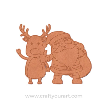 Santa Claus With Reindeer Christmas Pre Marked MDF Design 3