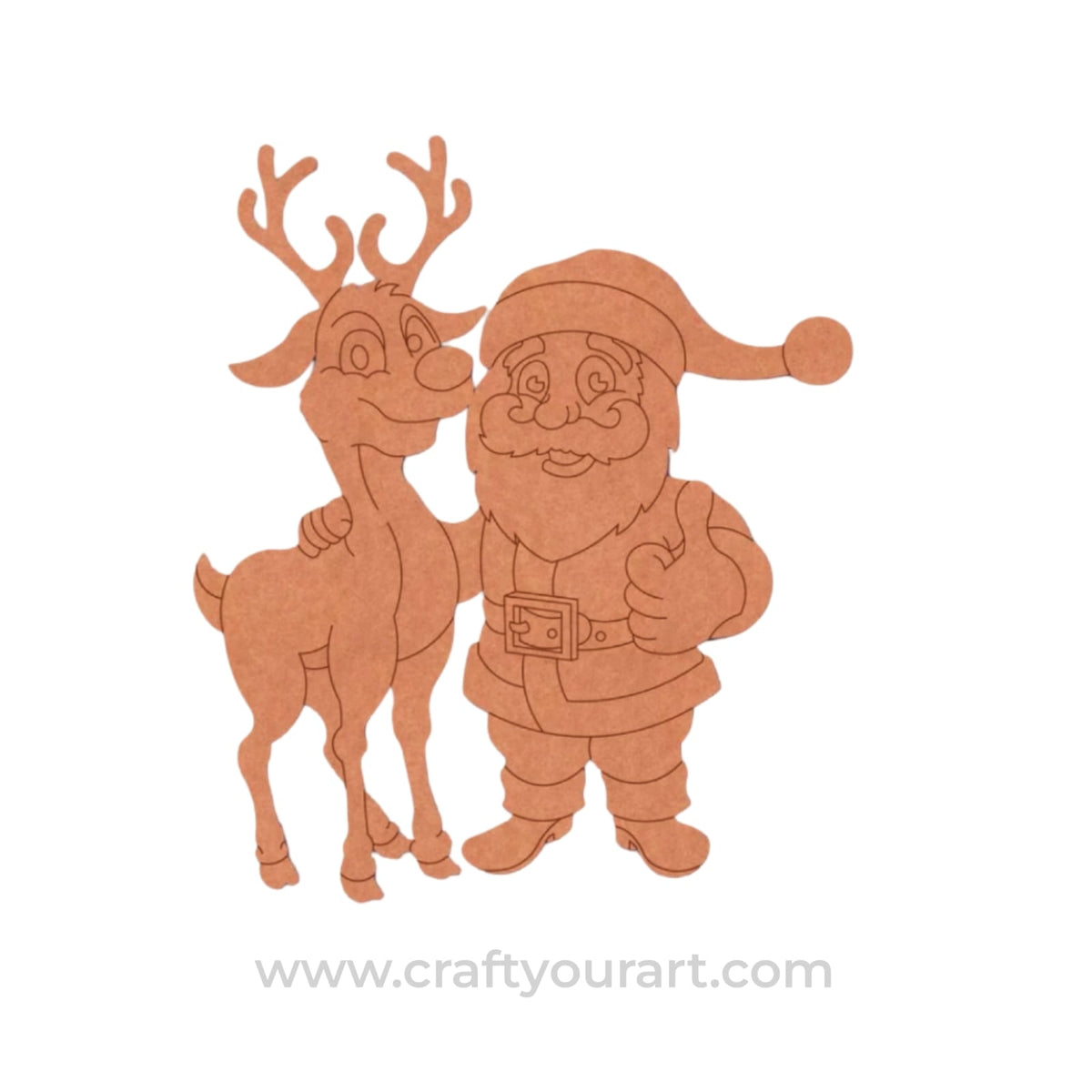 Santa Claus With Reindeer Christmas Pre Marked MDF Design 4